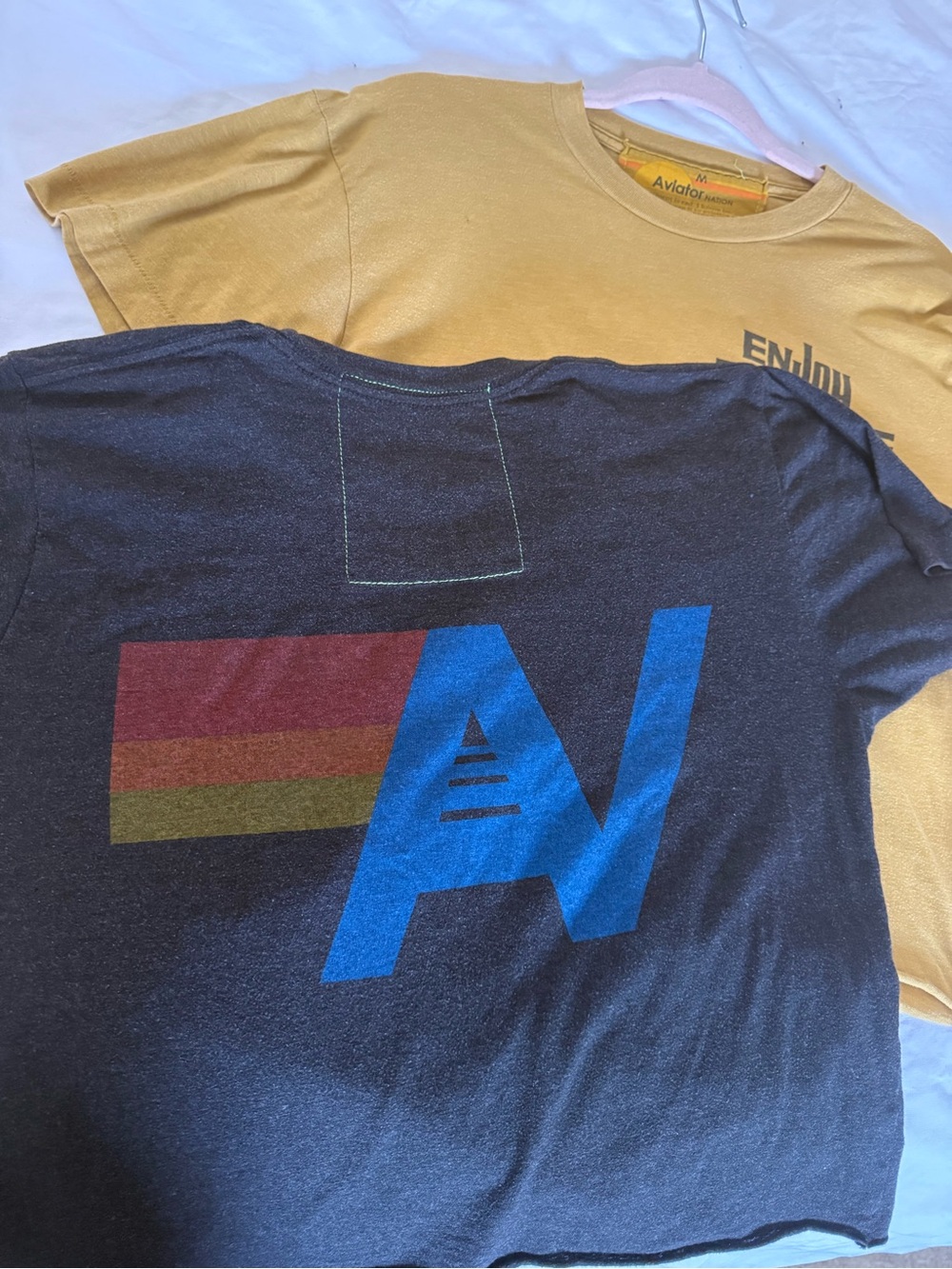 Aviator Nation Women Short Sleeve Tees - Black/Gray & Mustard - Picture 2 of 5